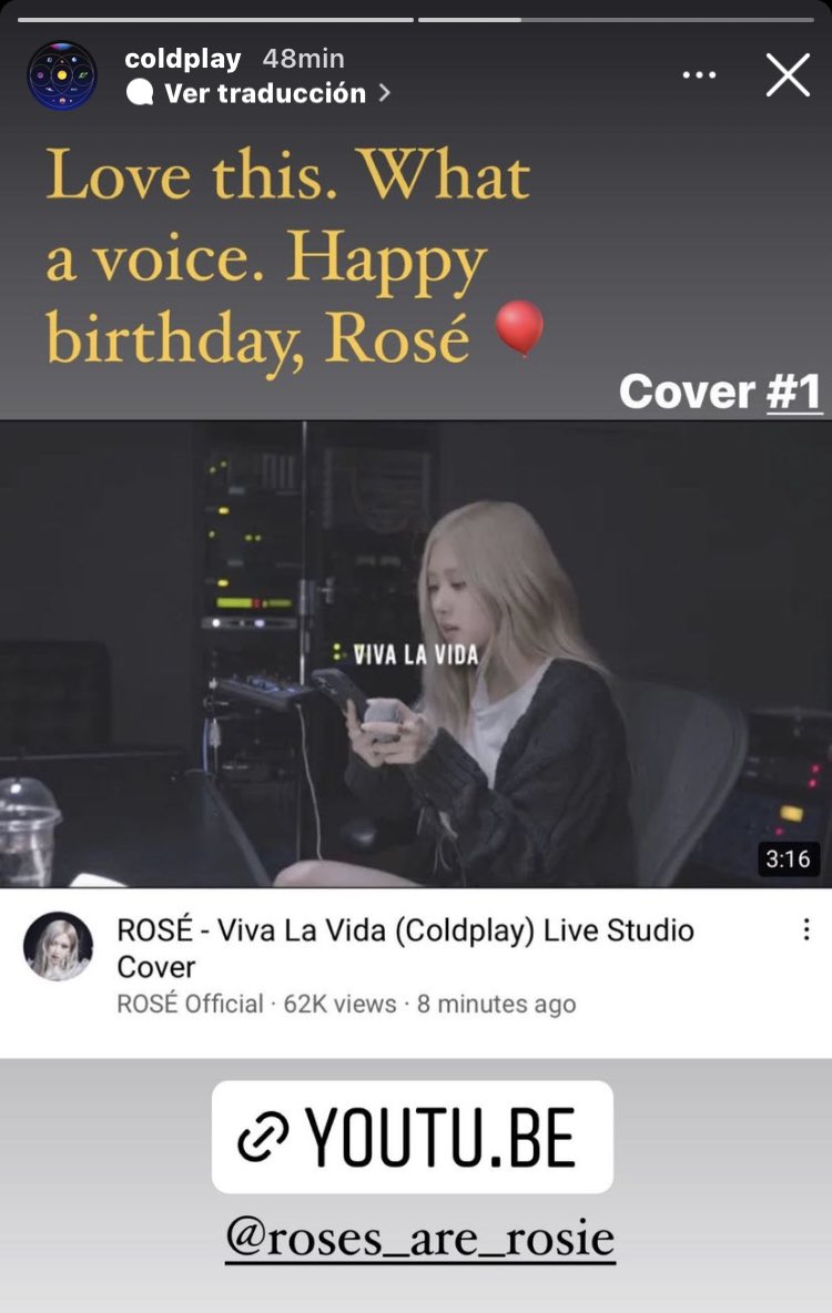 Rosé y Coldplay: reacción, mensaje y respuesta al cover de 