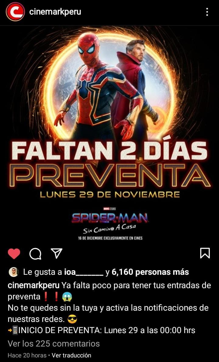 Preventa Spiderman: no way home Cineplanet, Cinemark, Cinepolis, Perú:  precios, entradas, cuándo inicia en Lima, México, España, Argentina, Chile  y más | Cine y series | La República