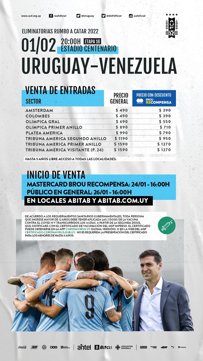 La AUF publicó los precios de las entradas para Uruguay vs Perú por  Eliminatorias