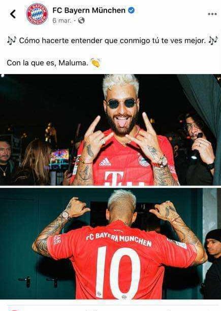 Maluma difunden su foto con camiseta del Bayern M nich y le