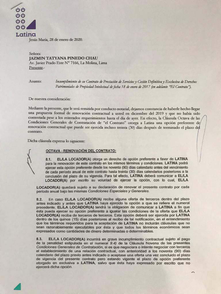 Jazmín Pinedo debe pagar a Latina cien mil soles según segunda carta  notarial por abandonar Mujeres al Mando y preferir Esto es guerra |  Espectáculos | La República