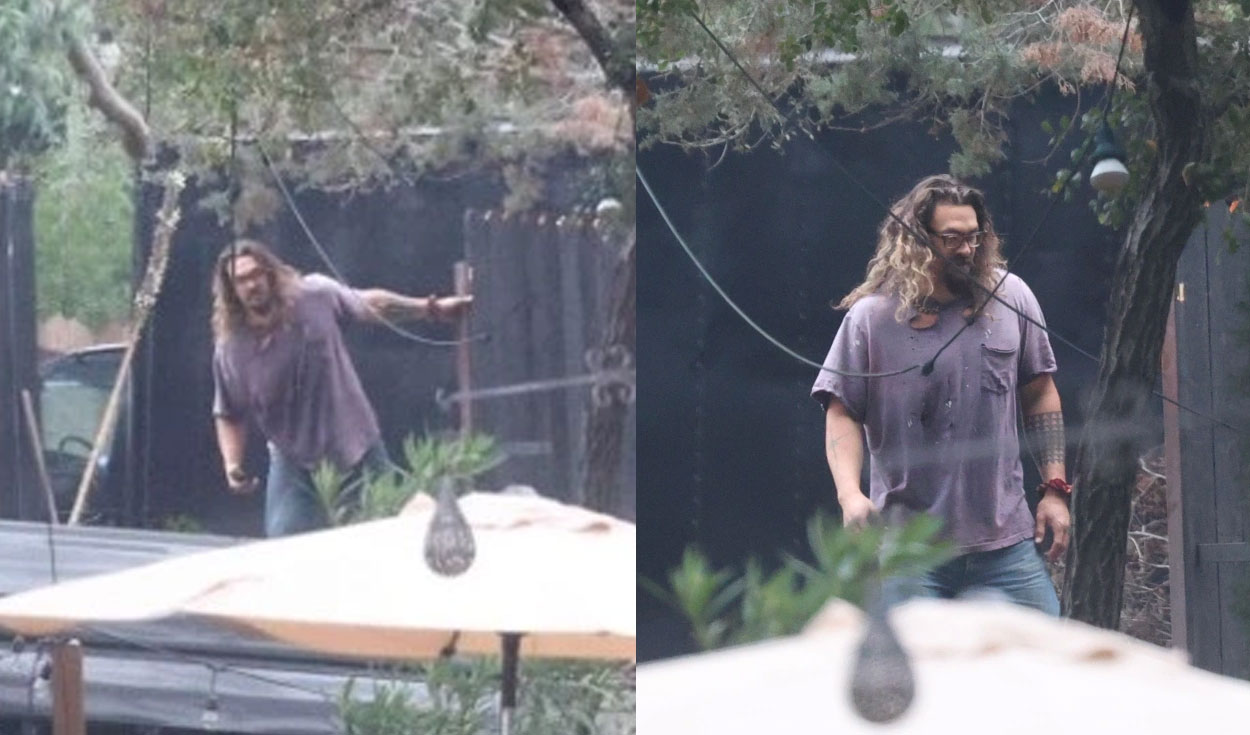 Jason Momoa es captado viviendo en el patio de un amigo tras