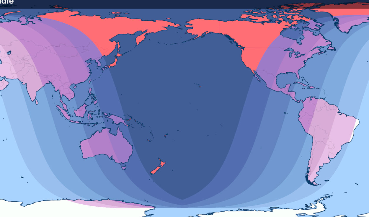 Map of the lunar eclipse of November 8, 2022. Image: Time and Date