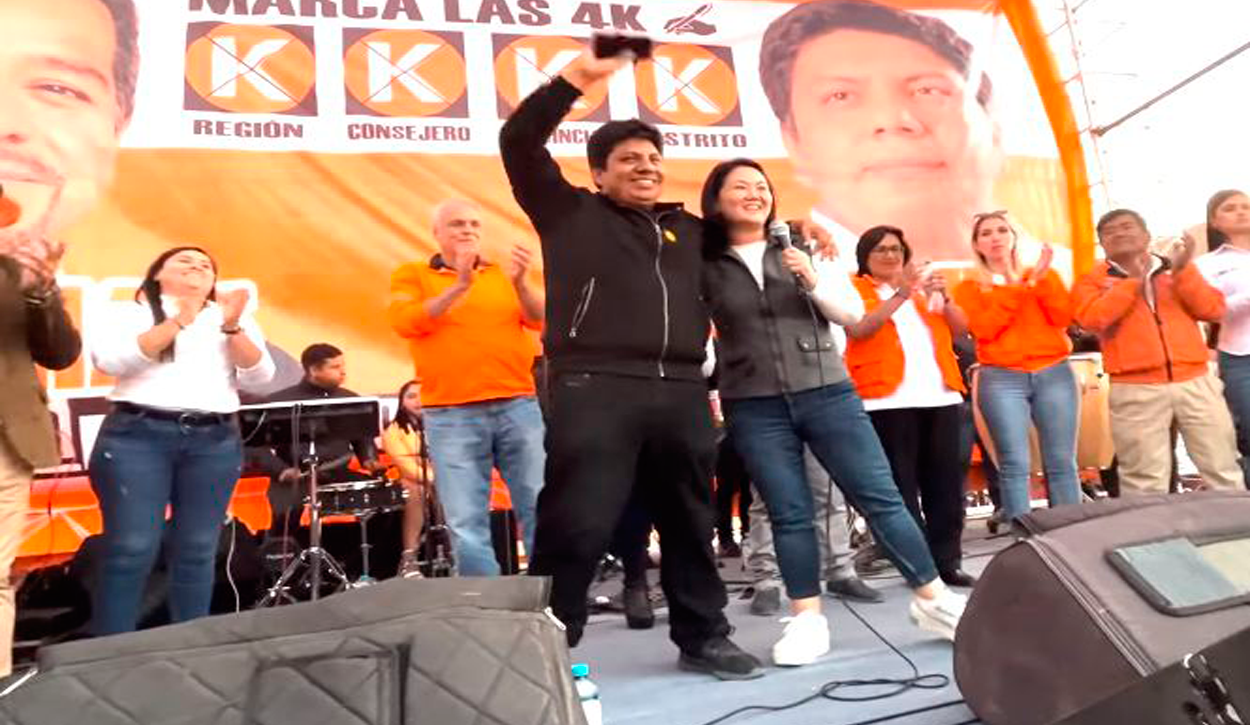 Keiko Fujimori llegó a Chiclayo para respaldar a Marvin Palma. Foto: Captura de vídeo