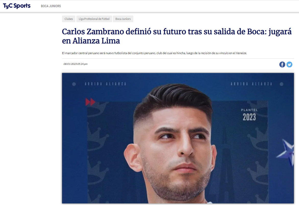 Alianza Lima presentó a Carlos Zambrano a lo grande y así