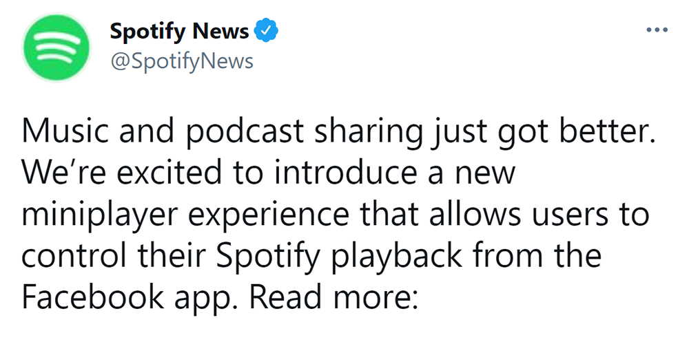Spotify lanzó su mini reproductor para escuchar música desde Facebook