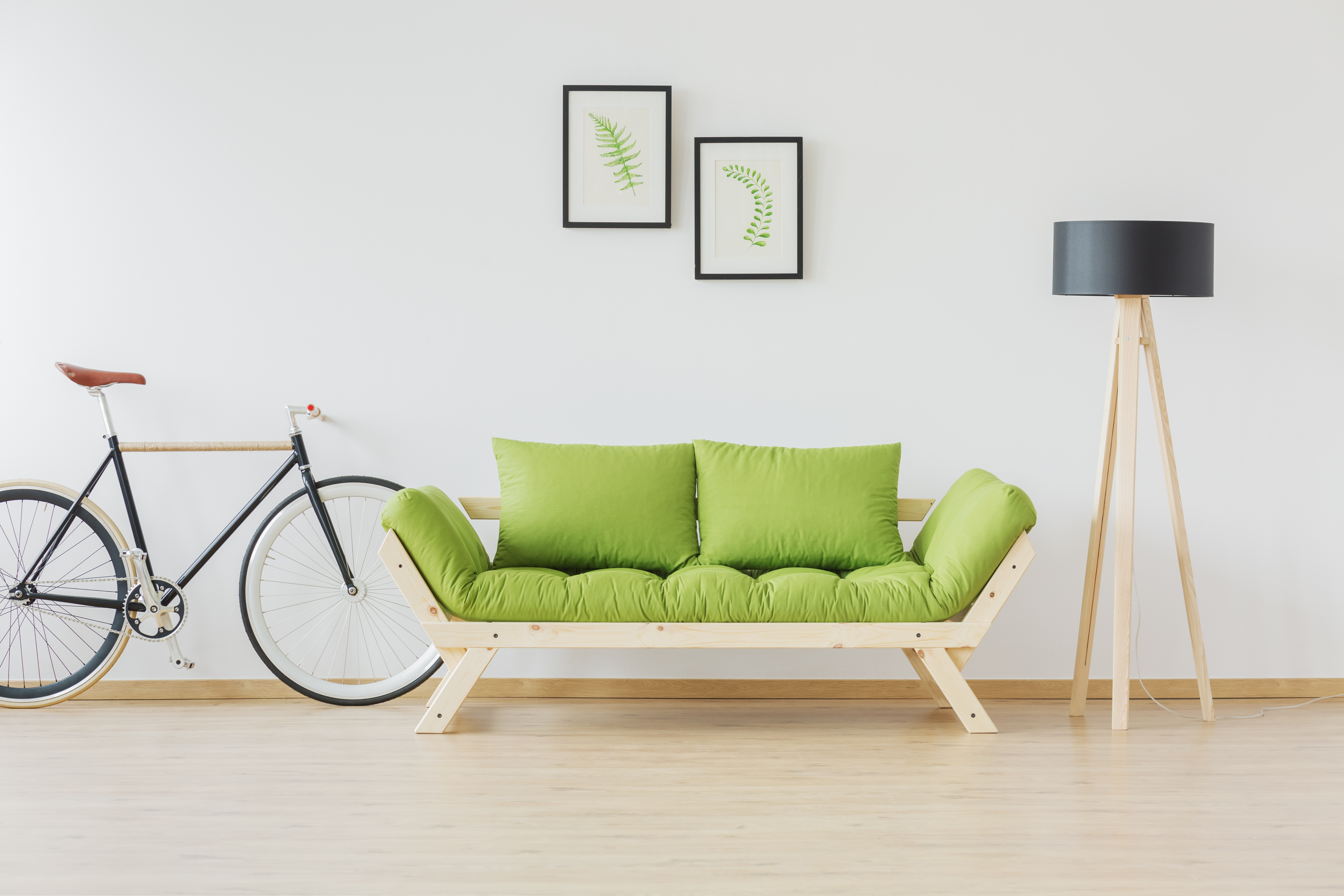 Muebles verdes resaltarán y aportarán vitalidad a una decoración de colores claros