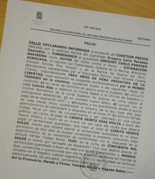 Juez sentencia por difamación agravada a exoficial que imputó falsos cargos a autoridades de la Marina de Guerra del Perú | Política | La República