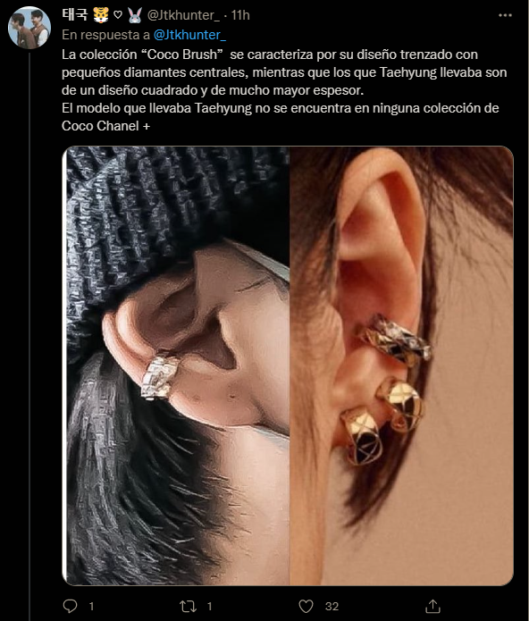 His Coco Chanel ear piercing!! Very - BTS V Kim Taehyung