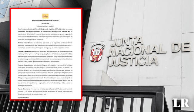 Asociación de Juezas tras investigación a la JNJ: “Exhortamos al Congreso a respetar el debido proceso”