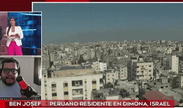 Peruano en Israel se refugia en plena entrevista en vivo tras alerta de bombardeo