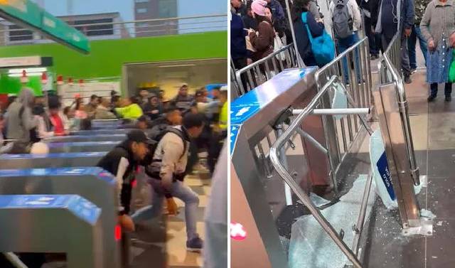 Demora en el Metro de Lima provoca que usuarios destruyan el mobiliario del sistema de ingreso