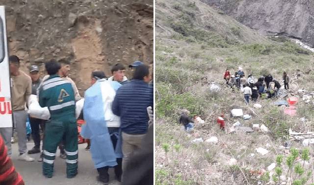 Áncash: 20 fallecidos y 6 heridos dejó caída de bus a abismo de 300 metros