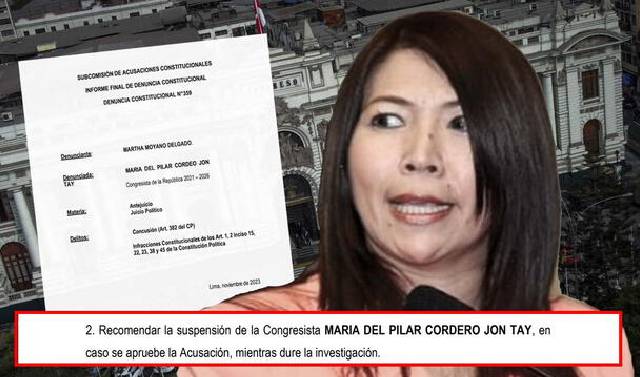 Congreso: Postergan voto de informe para suspender a María Cordero en caso ‘mochasueldos’