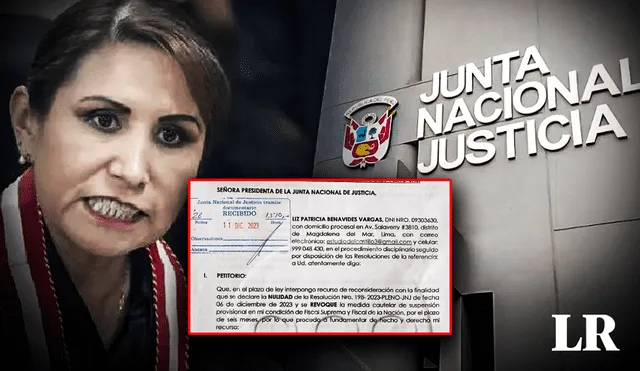 Patricia Benavides solicita a la JNJ que revoque suspensión en su contra