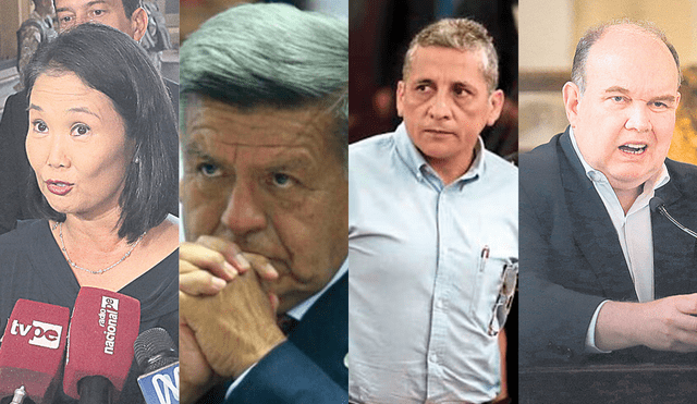 César Acuña, Antauro Humala, Keiko Fujimori y Rafael López Aliaga, líderes de potencial antivoto