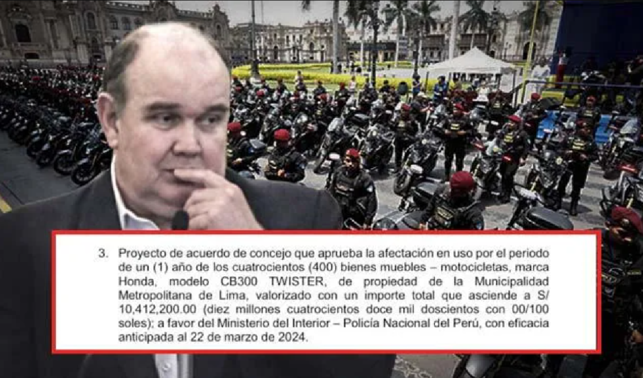 Rafael López Aliaga entregó motos a la Policía sin acuerdo del Concejo Municipal de Lima