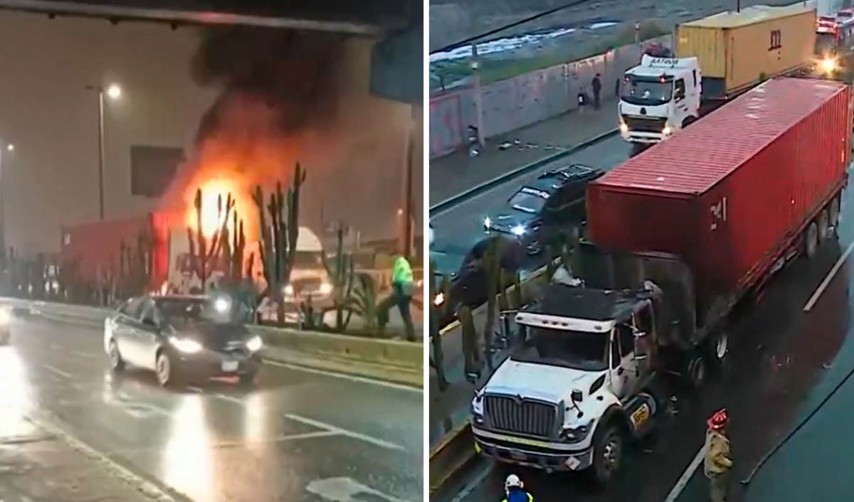 Tráiler se incendió a la altura del puente Santa Rosa y generó intenso tráfico vehicular en Vía de Evitamiento Tráiler se incendió a la altura del puente Santa Rosa y generó intenso tráfico vehicular en Vía de Evitamiento