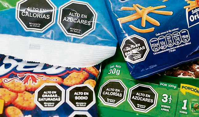 Mypes may use adhesive octagons on products high in sugar, sodium or trans fats