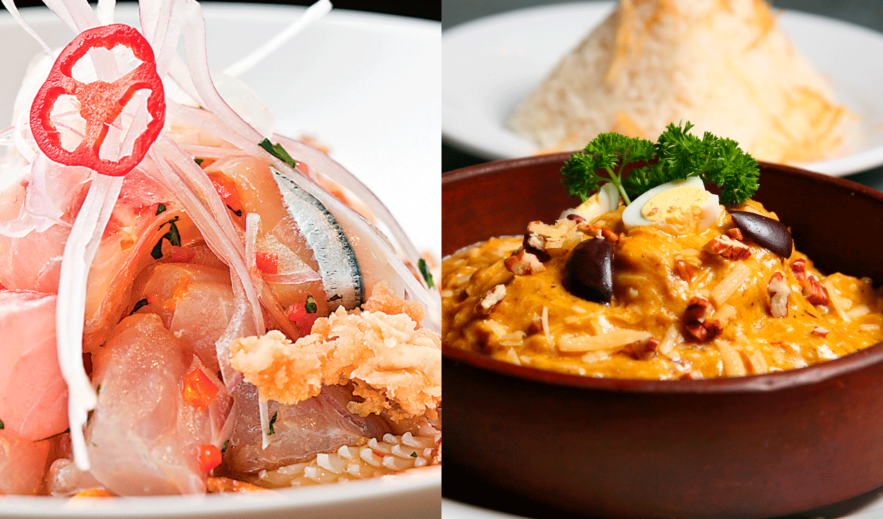 El ceviche y el ají de gallina son dos platos representativos de la comida peruana. Foto: composición / La República