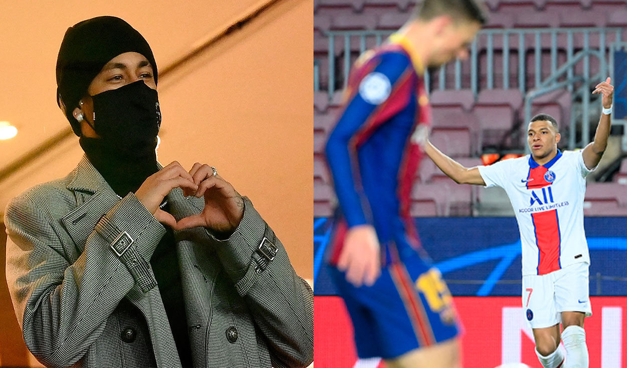 Neymar se mostró feliz por sus compañeros del PSG tras golear al FC Barcelona. Foto: AFP