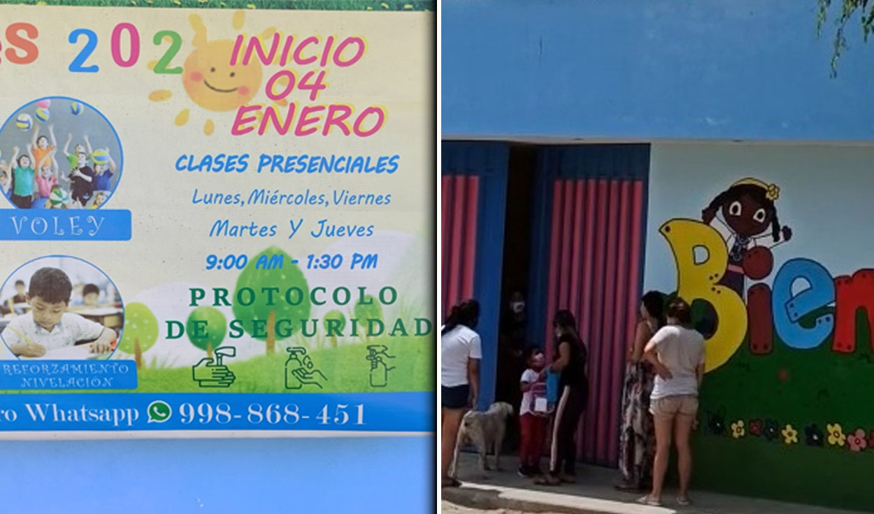 Colegio brinda clases presenciales en Pachacamac. Foto: WhatsApp La República