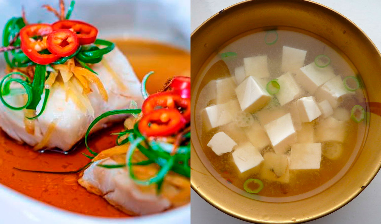El pescado al vapor y la sopa de miso son dos comidas asiáticas saludables y populares. Foto: composición Cookpad/Flickr