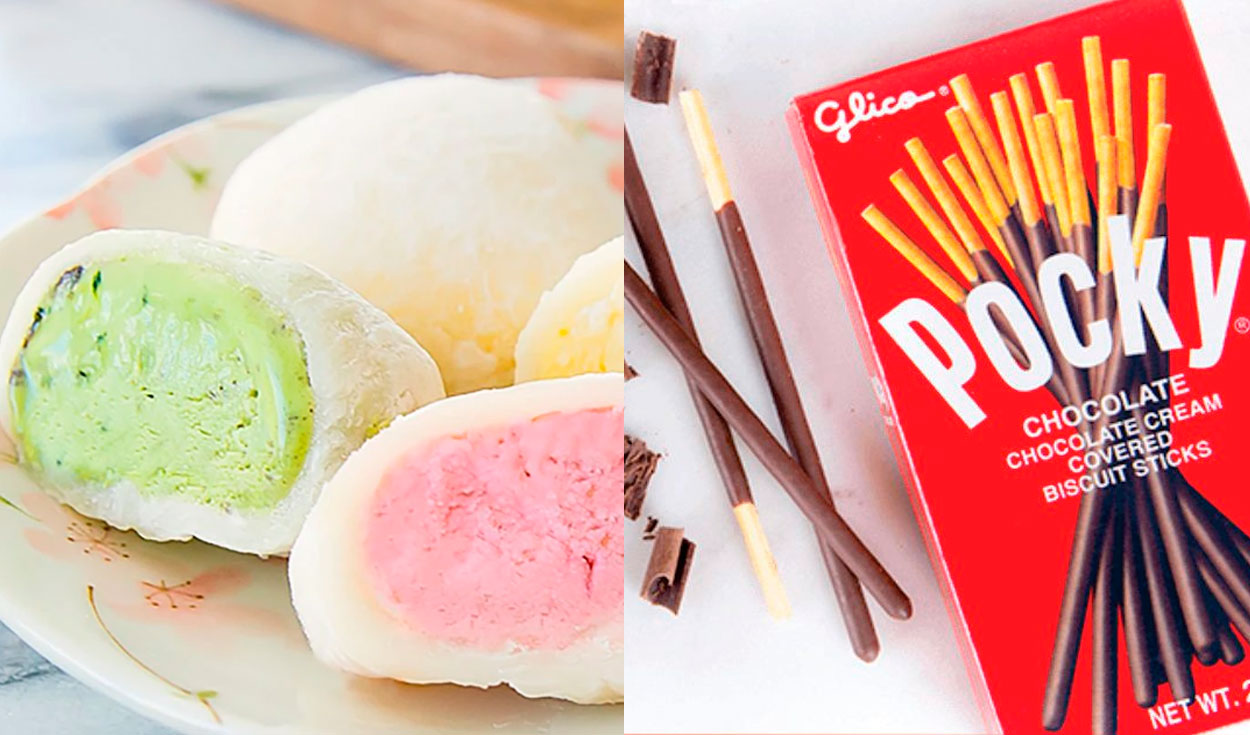 Los mochis y el Pocky son dos de los dulces japoneses más representativos. Foto: composición/La tiendita nikkei/Barrio nikkei/Facebook