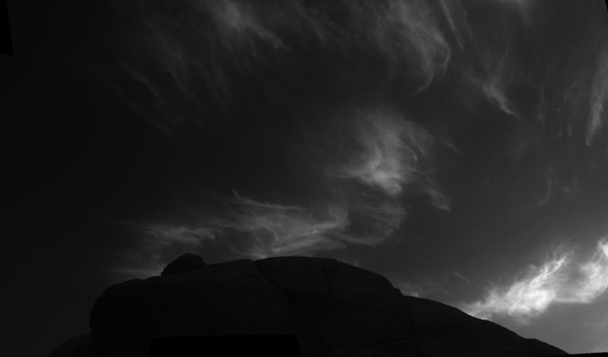 Imágenes de las nubes justo después de la puesta de sol en Marte. Foto: NASA