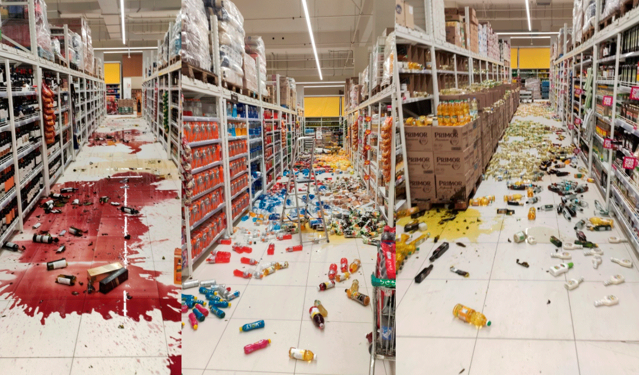 Productos de supermercados quedaron inservibles. Foto: captura/ Nacional