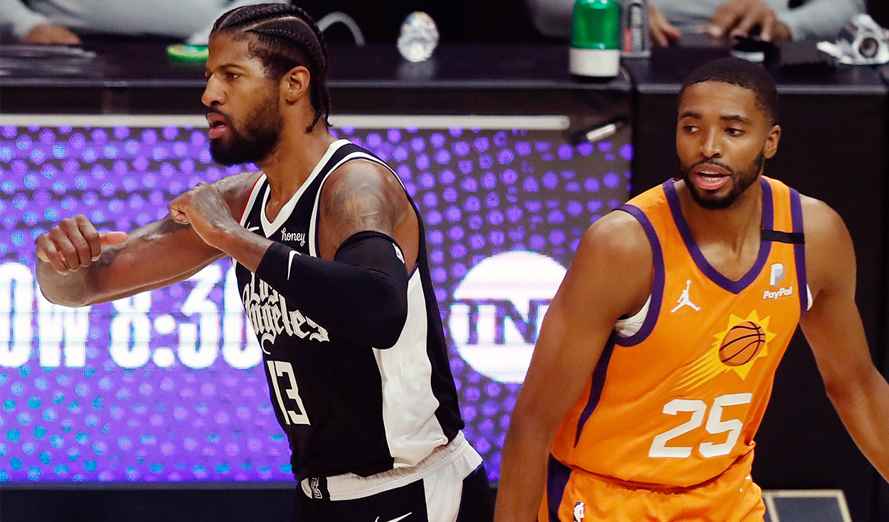 Clippers y Suns se enfrentaron por tercera vez en las Finales del Oeste por los NBA Playoffs. Foto: EFE