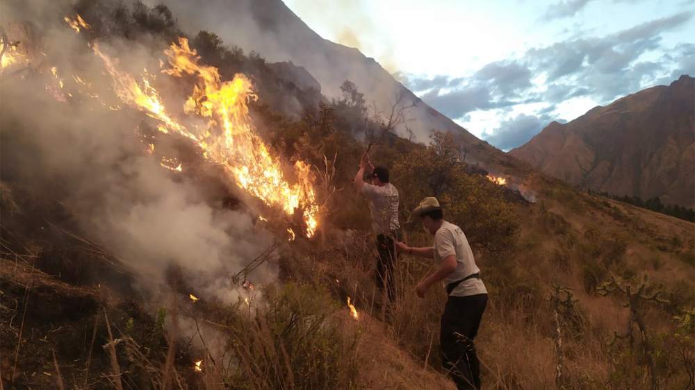 Incendio en Pisac tardó varias horas en ser controlado. Foto: PNP