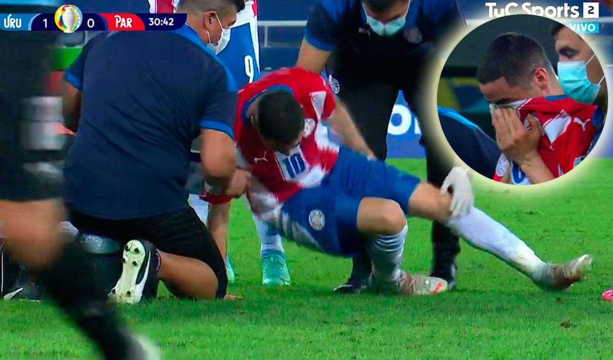 Miguel Almirón, figura de Paraguay, salió golpeado del choque contra Uruguay por la Copa América 2021. Foto: captura DirecTV Sports