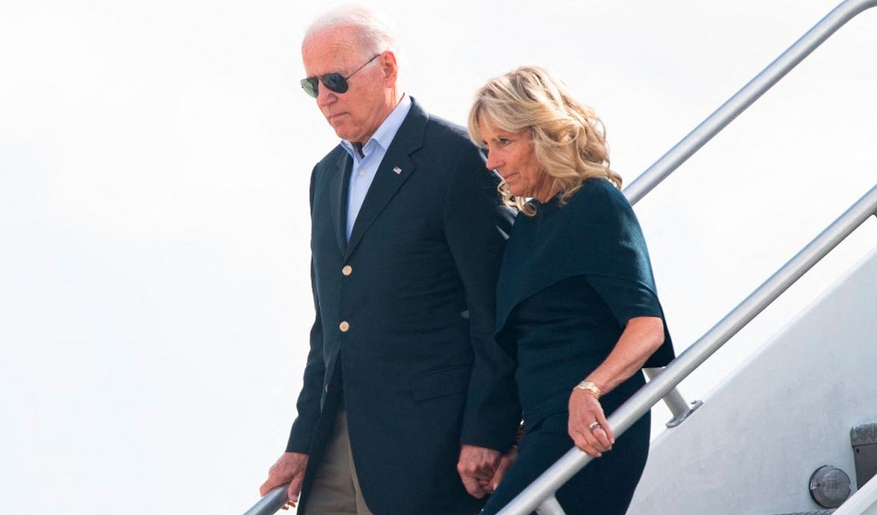 Joe y Jill Biden llegan a Florida, Estados Unidos. Foto: AFP