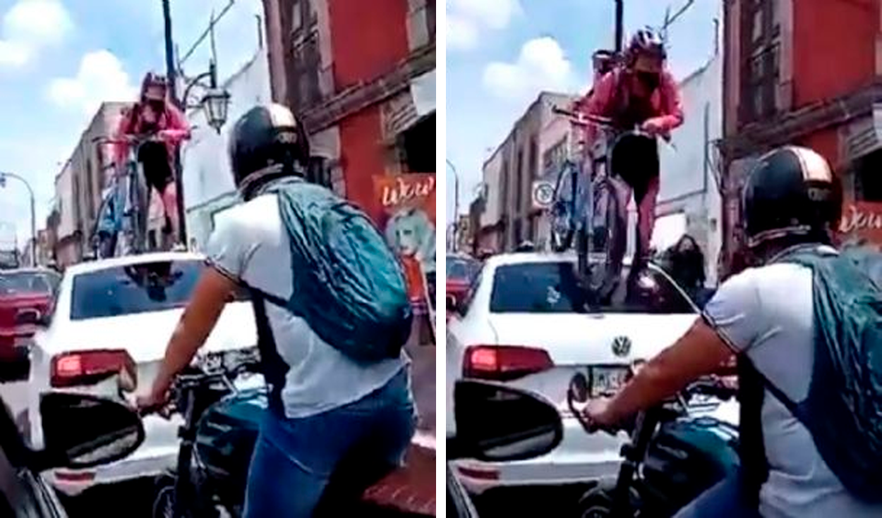 El video que dejó sorprendidos a miles de seguidores por el comportamiento de una mujer contra un vehículo estacionado en una ciclovía. Foto: captura de Facebook
