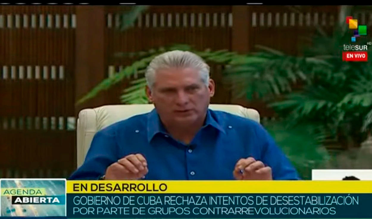 Miguel Díaz-Canel se refirió a las protestas en Cuba como 'montaje'. Foto: captura de teleSUR
