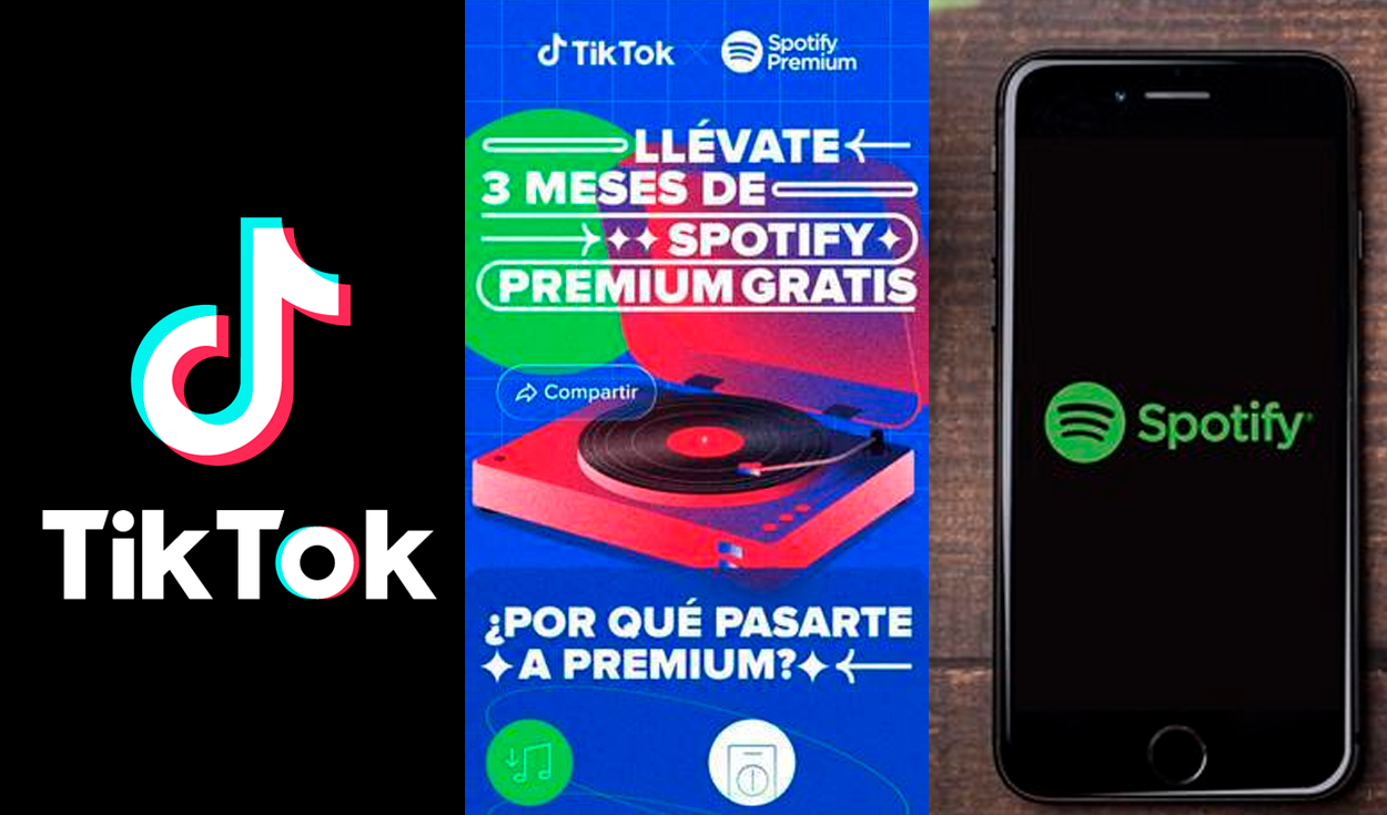 La promoción es válida para aquellos usuarios que tiene una cuenta de TikTok y jamás hayan usado Spotify. Foto composición La República