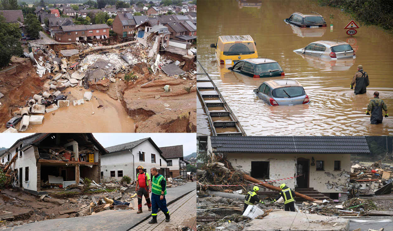 Las fuertes lluvias y las inundaciones en varios países del centro de Europa están dejando decenas de muertos y daños considerables en viviendas e infraestructuras. Foto: composición / AFP