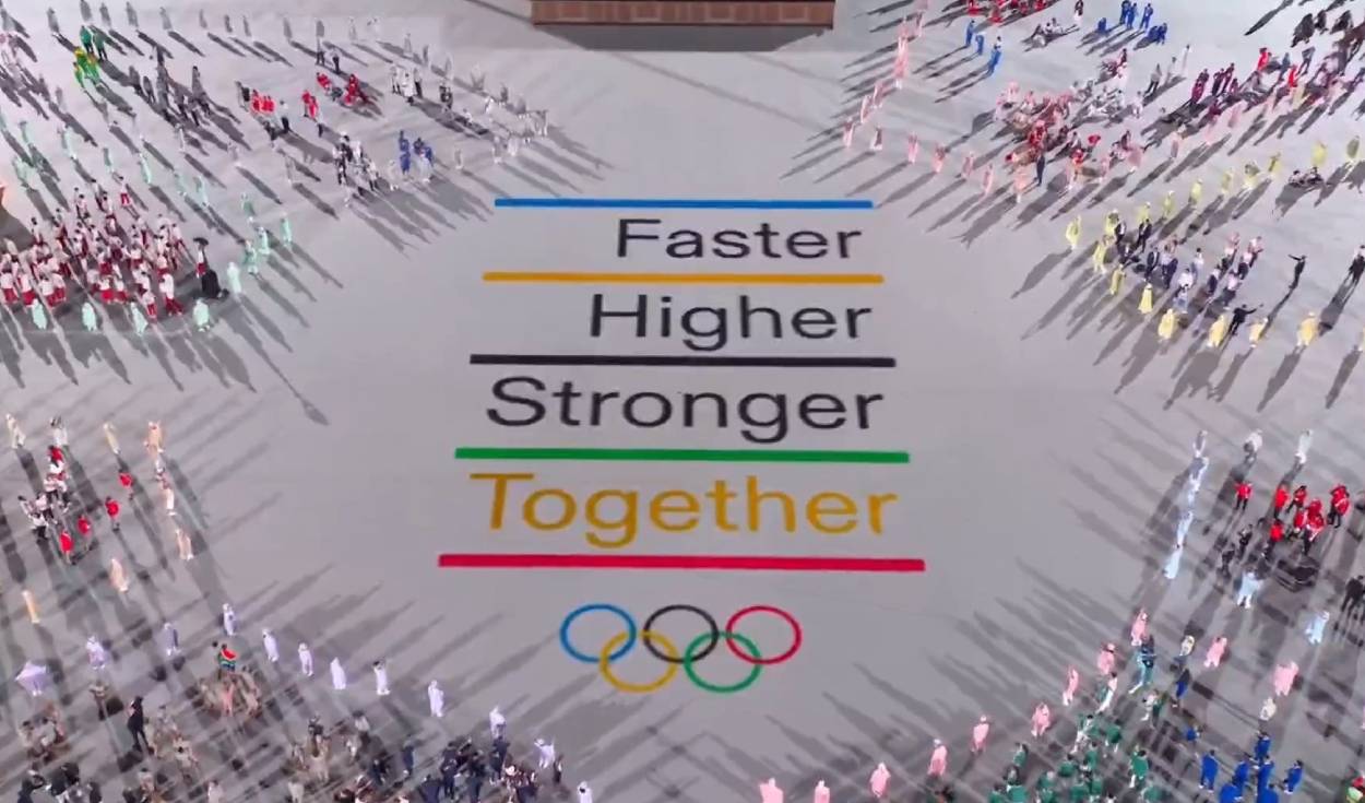 El lema se presentó en el Estadio Olímpico de Tokio, recinto donde se realizó la ceremonia inaugural del evento deportivo. Foto: difusión