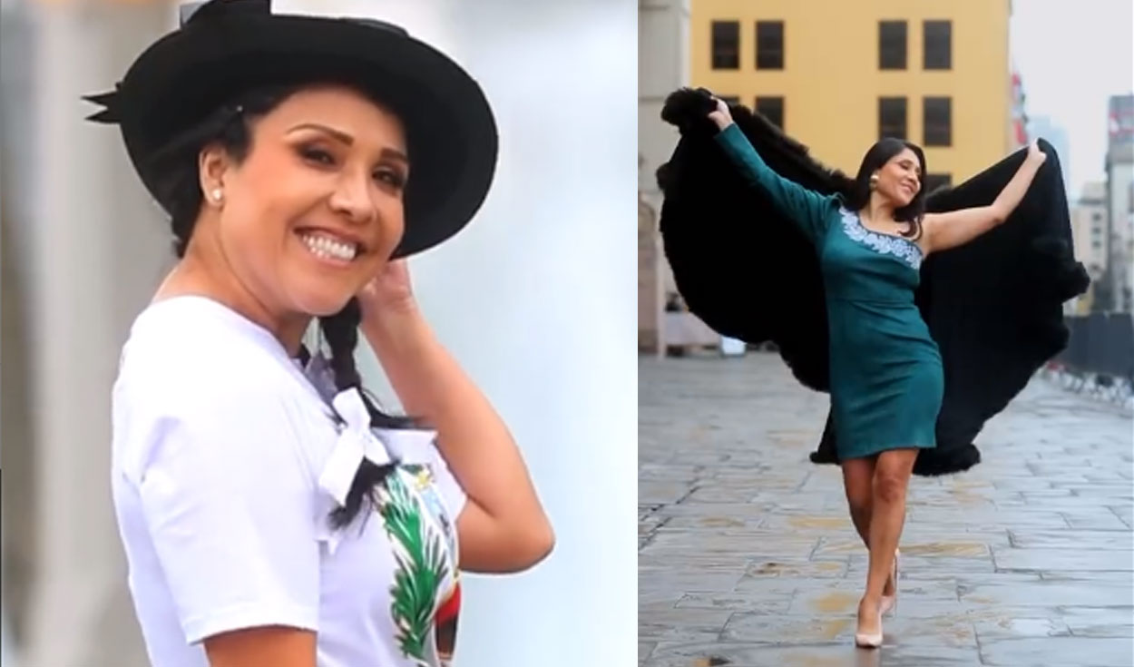 Tula Rodríguez grabó su desfile en la Plaza Mayor de Lima. Foto: captura Tula Rodríguez / Instagram