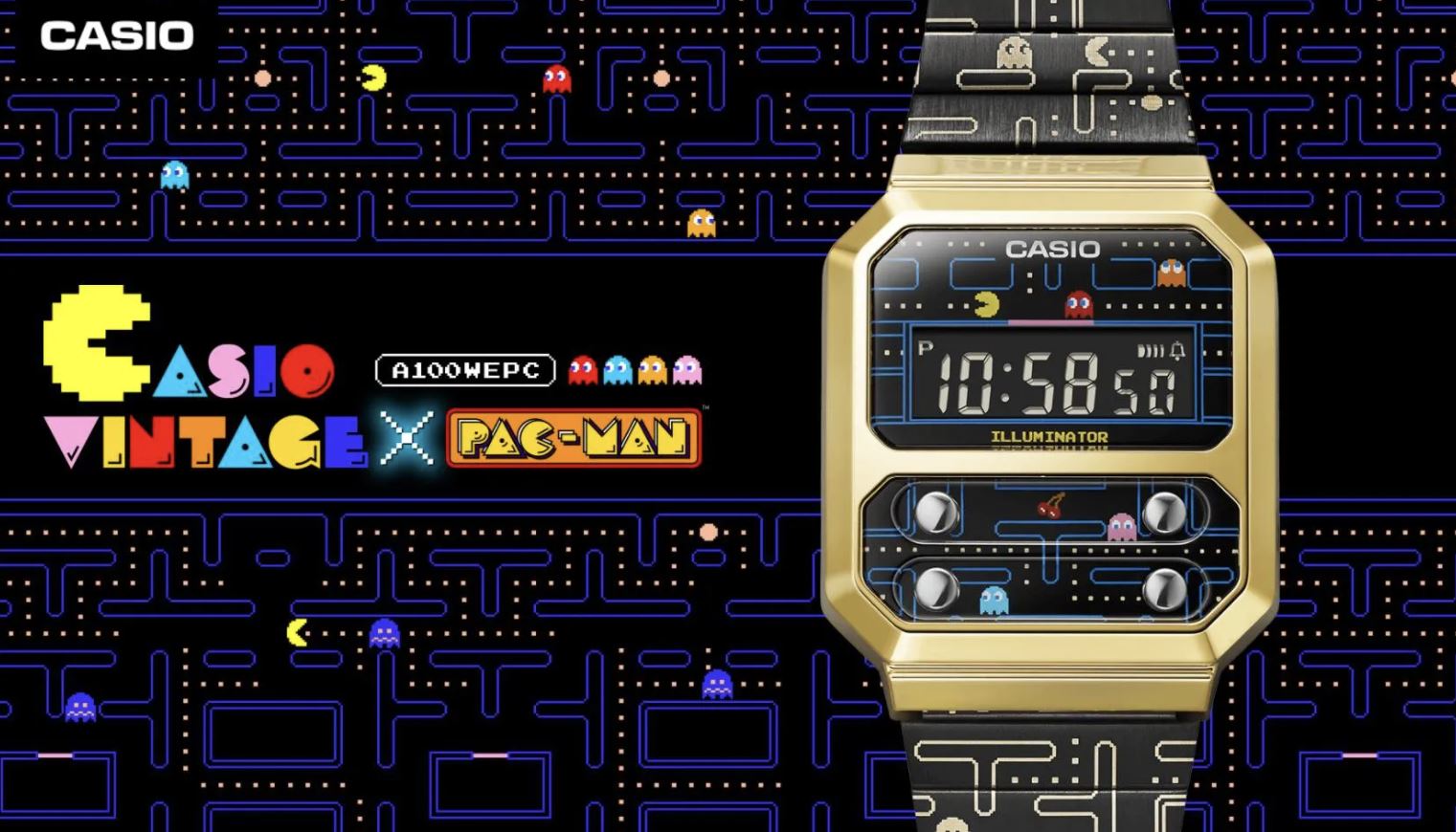 Los relojes CASIO y Pac-Man cumplen 40 años: lo celebran con un reloj inspirado en los 80