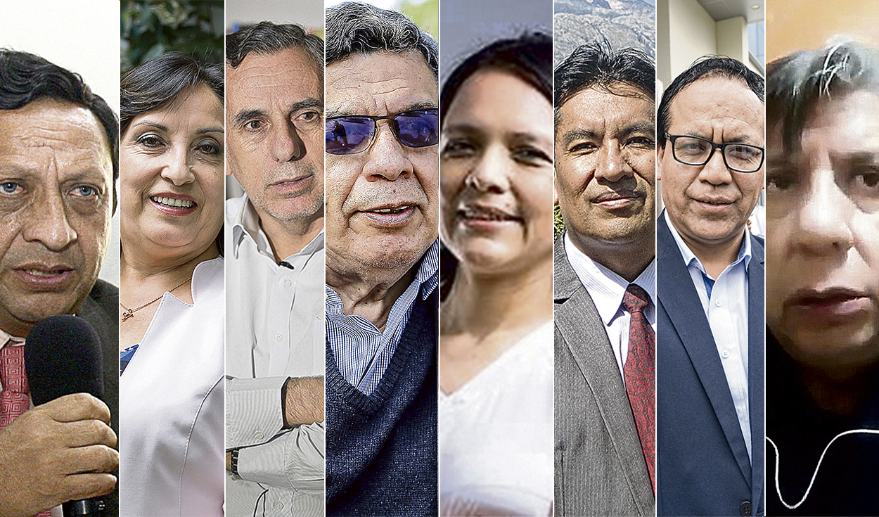Ministeriables. De izquierda a derecha. Nájar, Boluarte, Francke, Cevallos, Durand, Cadillo, Sánchez y Merino serían parte del primer gabinete de Castillo. Foto: composición / LR/ difusión