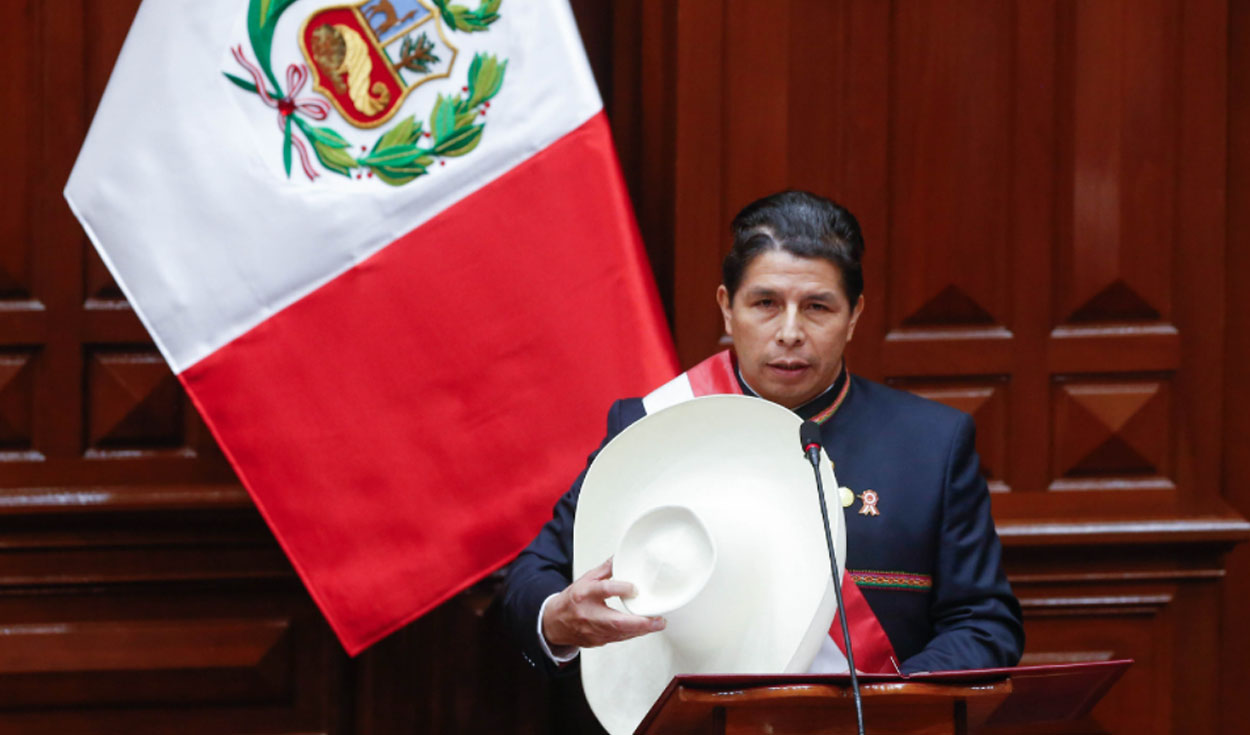 Castillo juró como presidente de la República este miércoles en el Congreso de la República. Foto: Presidencia