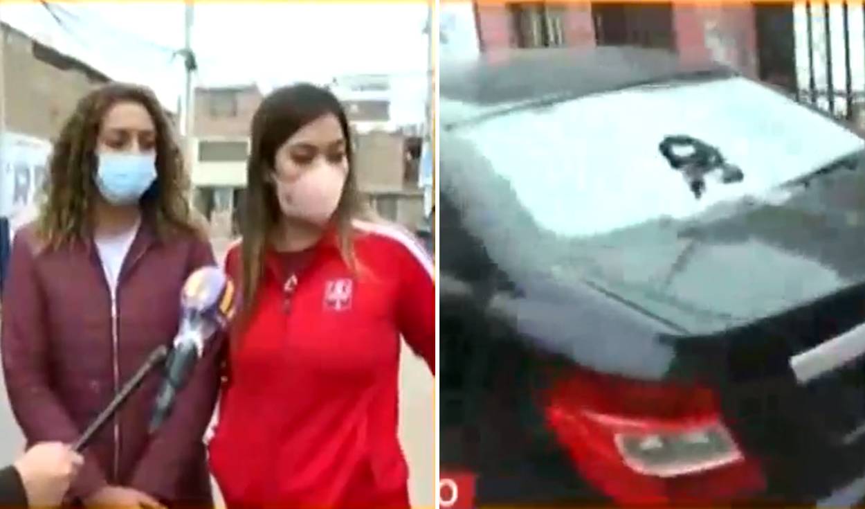 El auto de la voleibolista se fue dañado en el distrito de San Miguel. Foto: captura video Latina