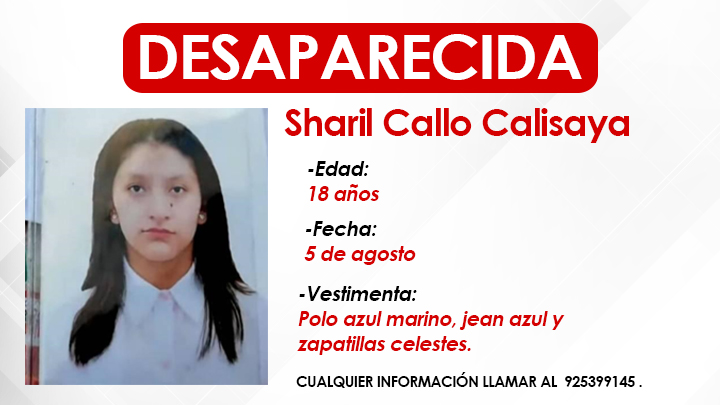 Puno: reportan desaparición de joven de 18 años desde hace cinco días