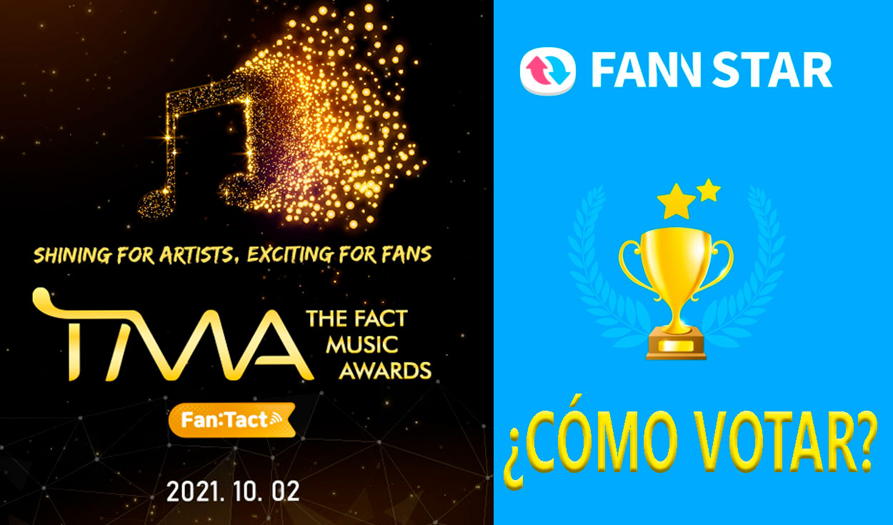 Tutorial para votar en los The Fact Music Awards 2021 desde Fan N Star. Foto: composición LR / TMA