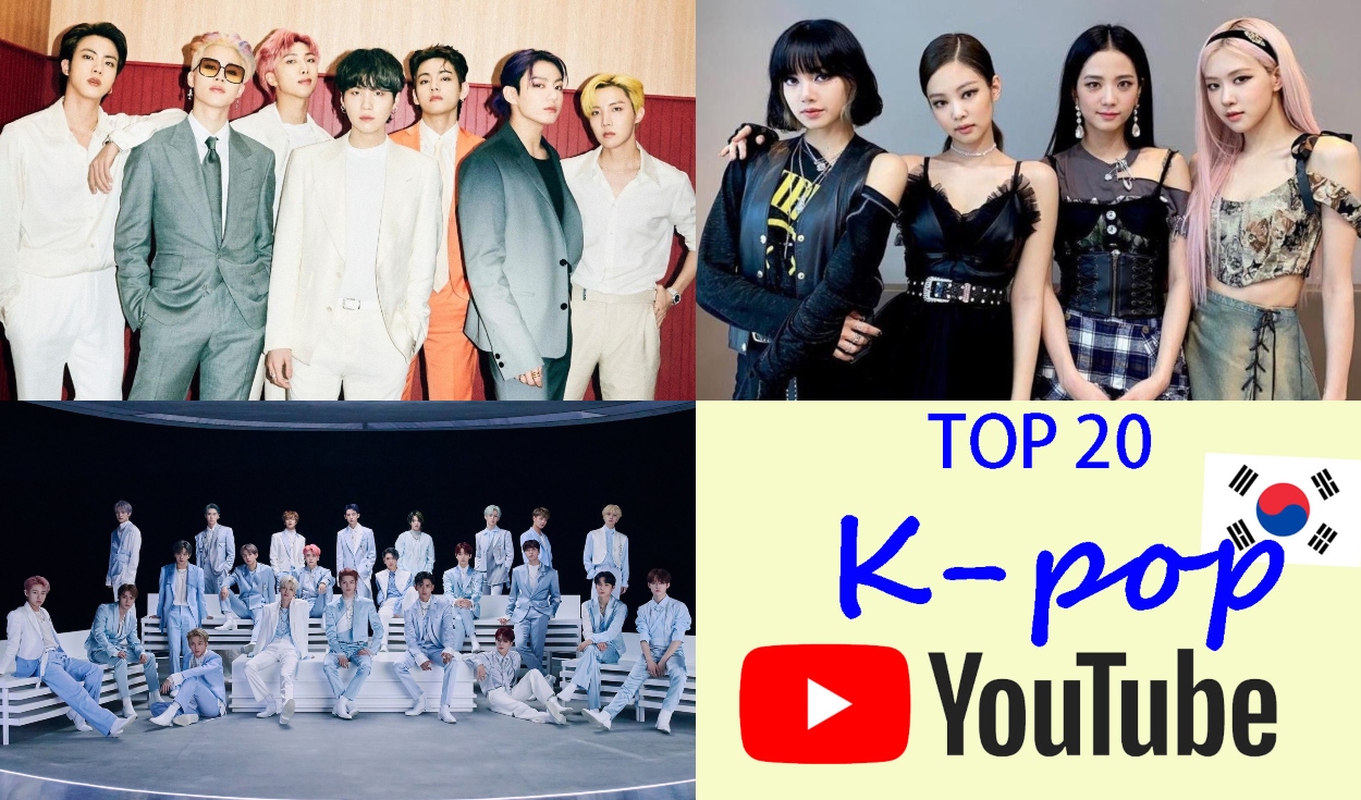 Revisa la lista completa de celebridades coreana que ocupan el TOP20 en YouTube. Foto: composición LR / HYBE / YG / SM