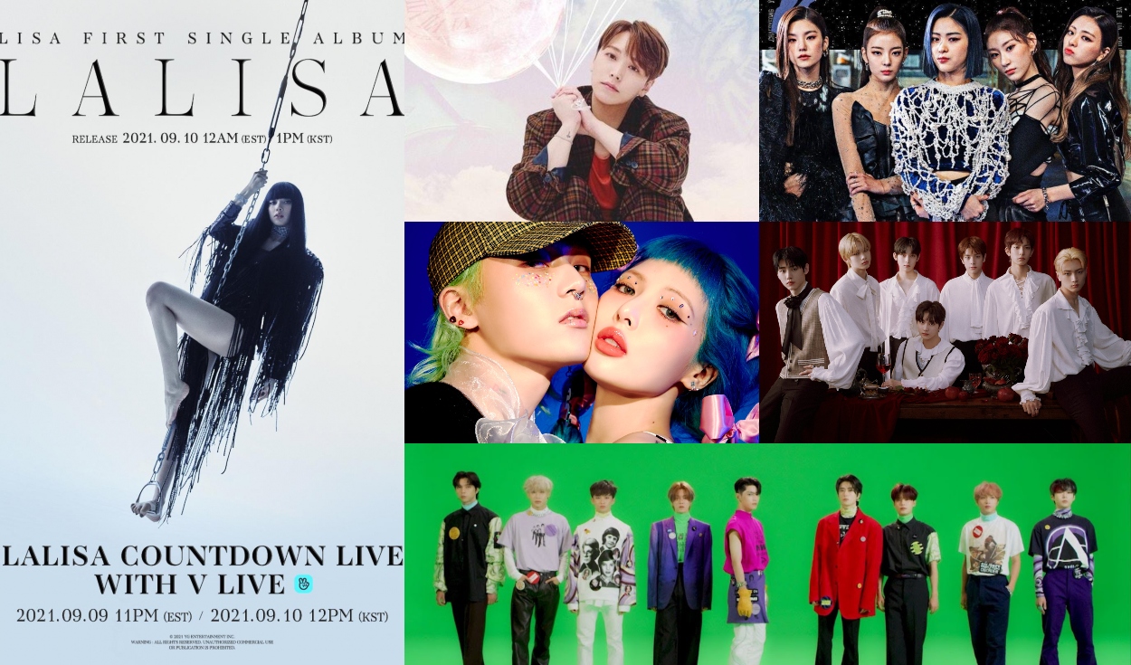 Lista de los artistas que realizarán lanzamientos musicales este mes. Foto: composición LR / YG/JYP/HYBE/SM