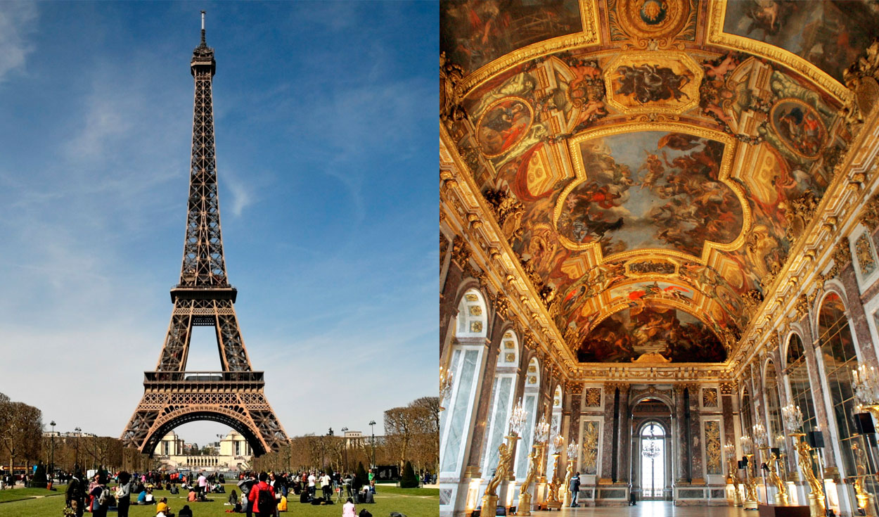 La torre Eiffel y el Palacio de Versalles son dos de los mejores atractivos turísticos de Francia. Foto: composición/AFP