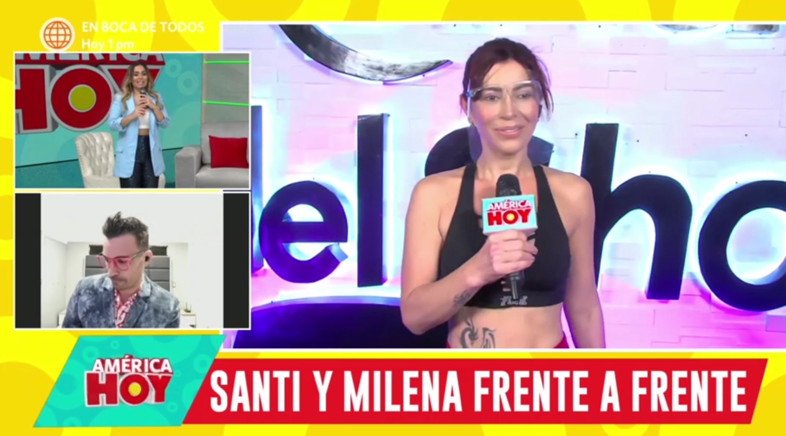 Milena Zárate se enfureció por las palabras de Santi Lesmes y abandonó la entrevista. Foto: captura/América Hoy